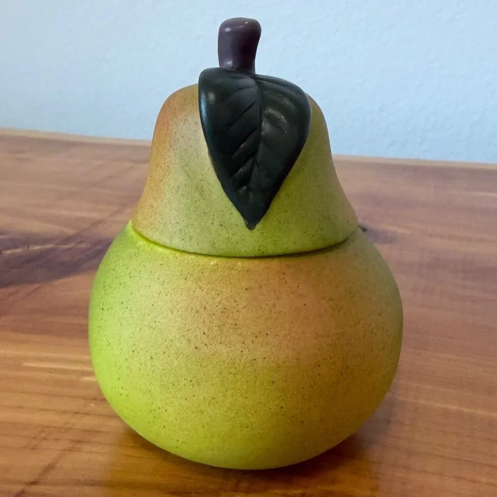Ceramic Green Pear Shape Stoneware Candle (Never Used)